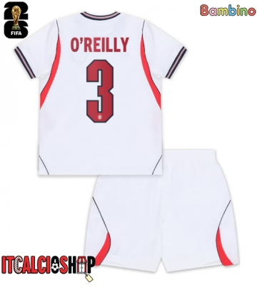 Inghilterra Nico O'Reilly #3 Prima Maglia Bambino Mondiali 2026 Manica Corta (+ Pantaloni corti)